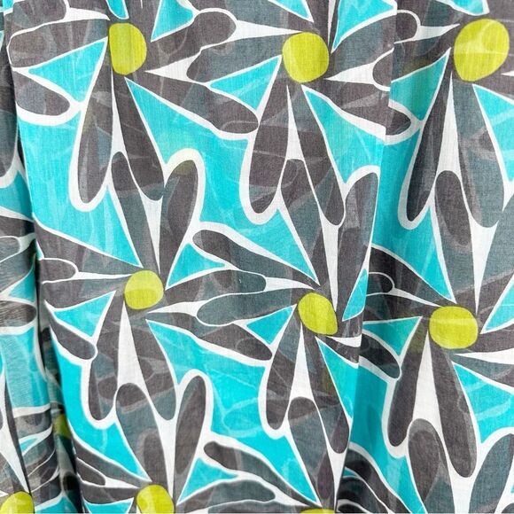 Milly Cabana Turquoise/Black Sheer Cotton Beach Cover-up Dress Tassel Medium - Picture 8 of 11